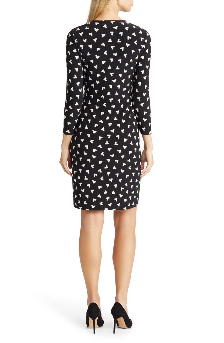 Anne Klein Heart Print Long Sleeve Wrap Dress, Alternate, color,
