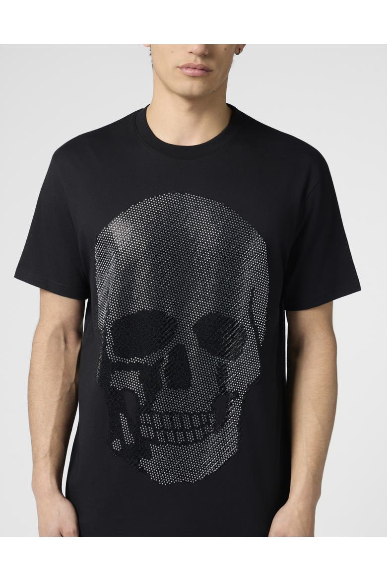 Round Neck T-Shirt Skull Stones Men, Alternate, color, black