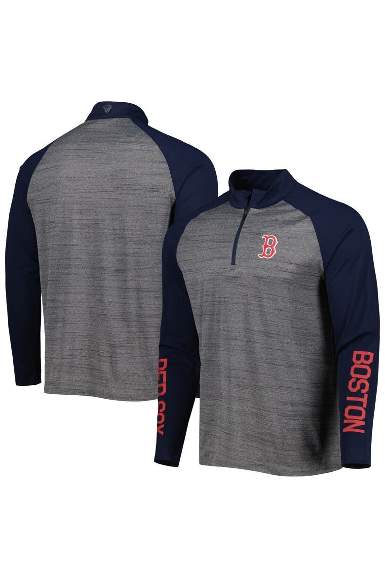 Men's Levelwear Heather Gray Boston Red Sox Vandal Raglan Quarter-Zip Top, Main, color, Heather Gray