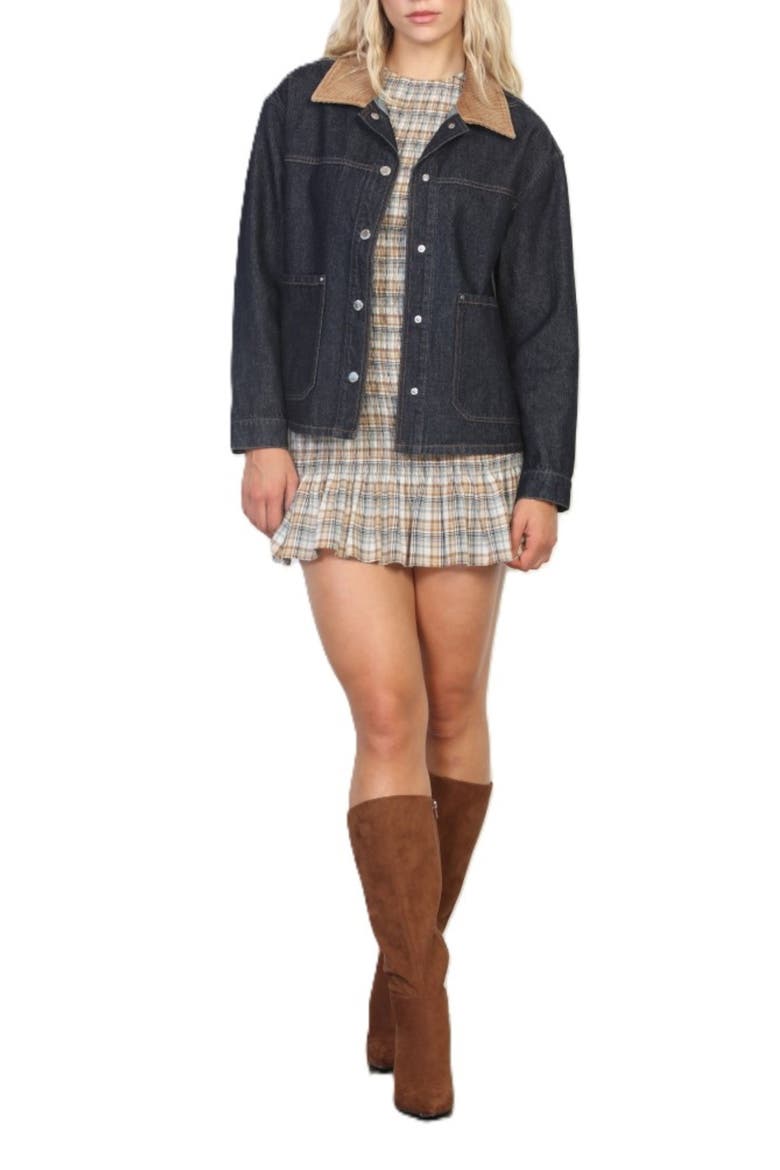Corduroy Collar Denim Chore Jacket, Alternate, color, DARK INDIGO