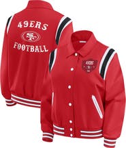 WEAR by Erin Andrews Women's WEAR by Erin Andrews Scarlet San Francisco 49ers Varsity Lightweight Full-Snap Jacket