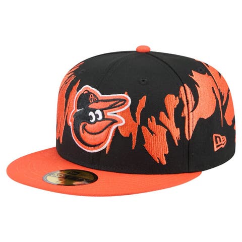 Men's New Era Black/Orange Baltimore Orioles Retro Pattern 59FIFTY Fitted Hat