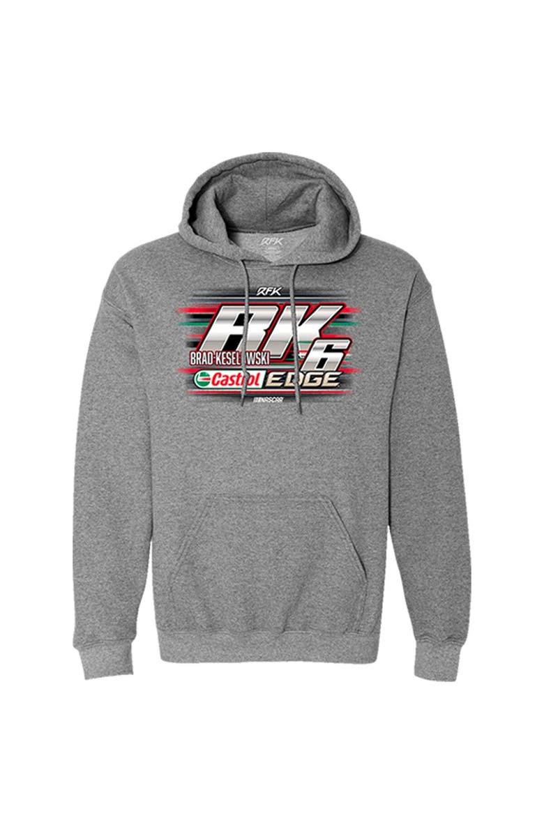 RFK Racing Men's RFK Racing Heather Gray Brad Keselowski Castrol Edge Car Pullover Hoodie, Alternate, color, 
