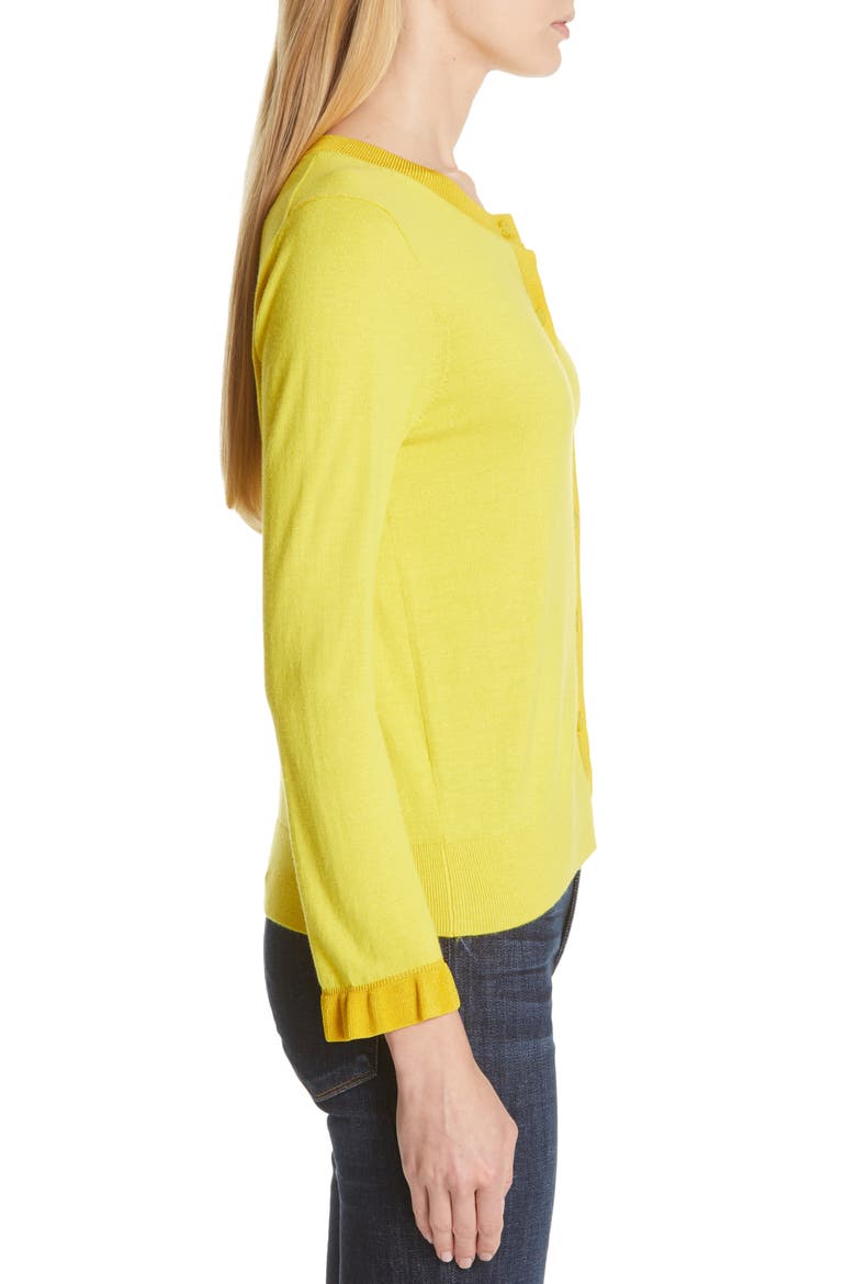 ruffle cardigan, Alternate, color, CHARTREUSE