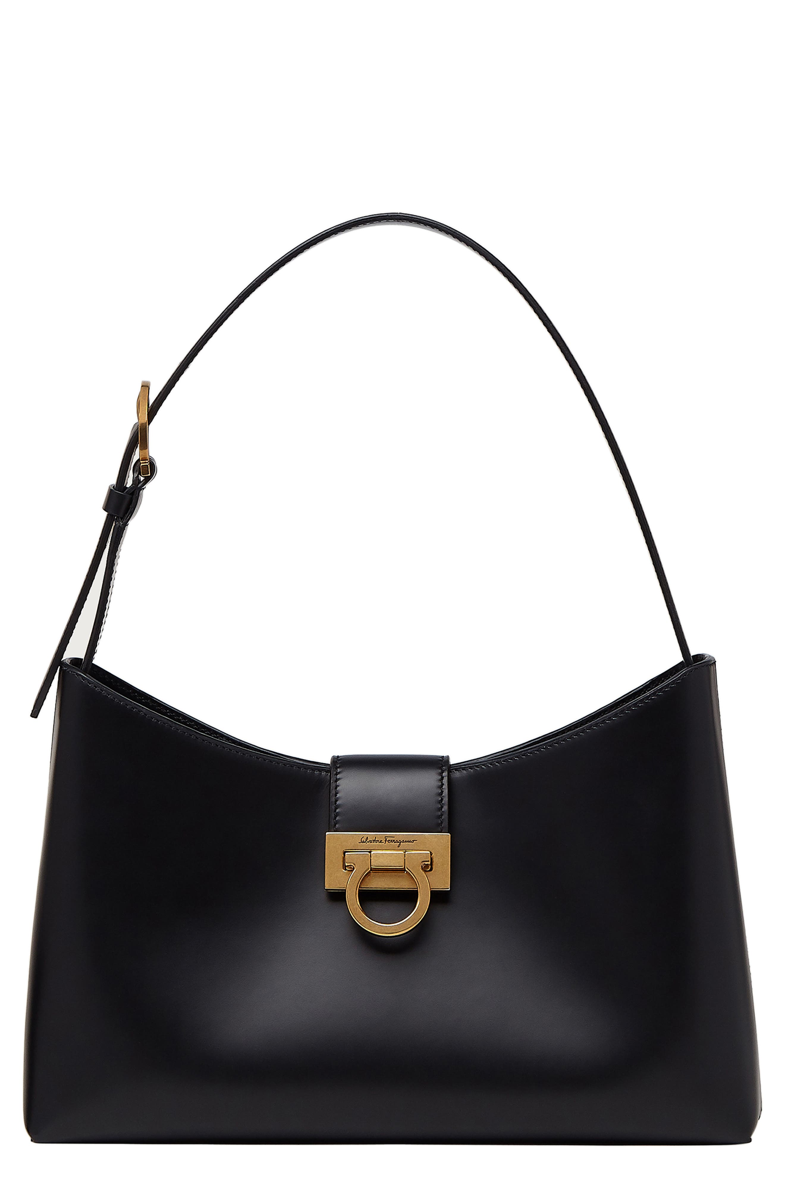 FERRAGAMO Trifolio Leather Shoulder Bag, Main, color, 