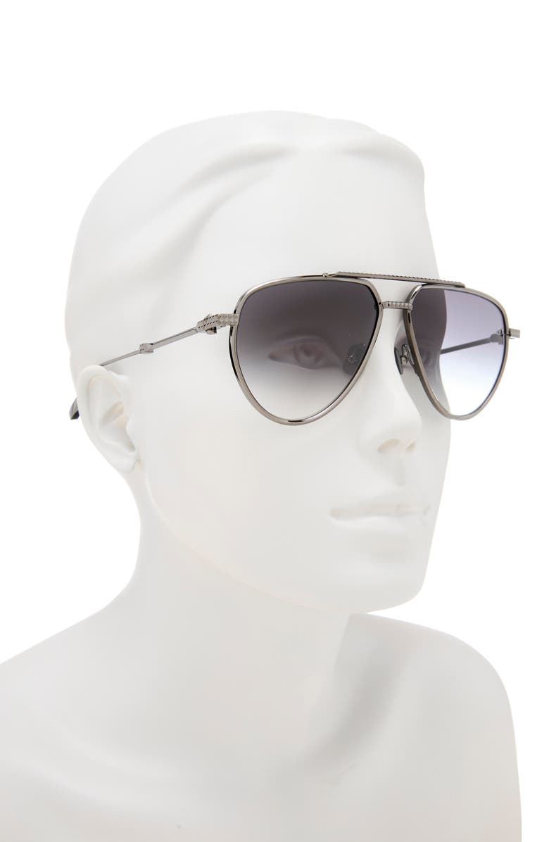Valentino V-Stud II 59mm Aviator Sunglasses, Alternate, color, Black Black Grey