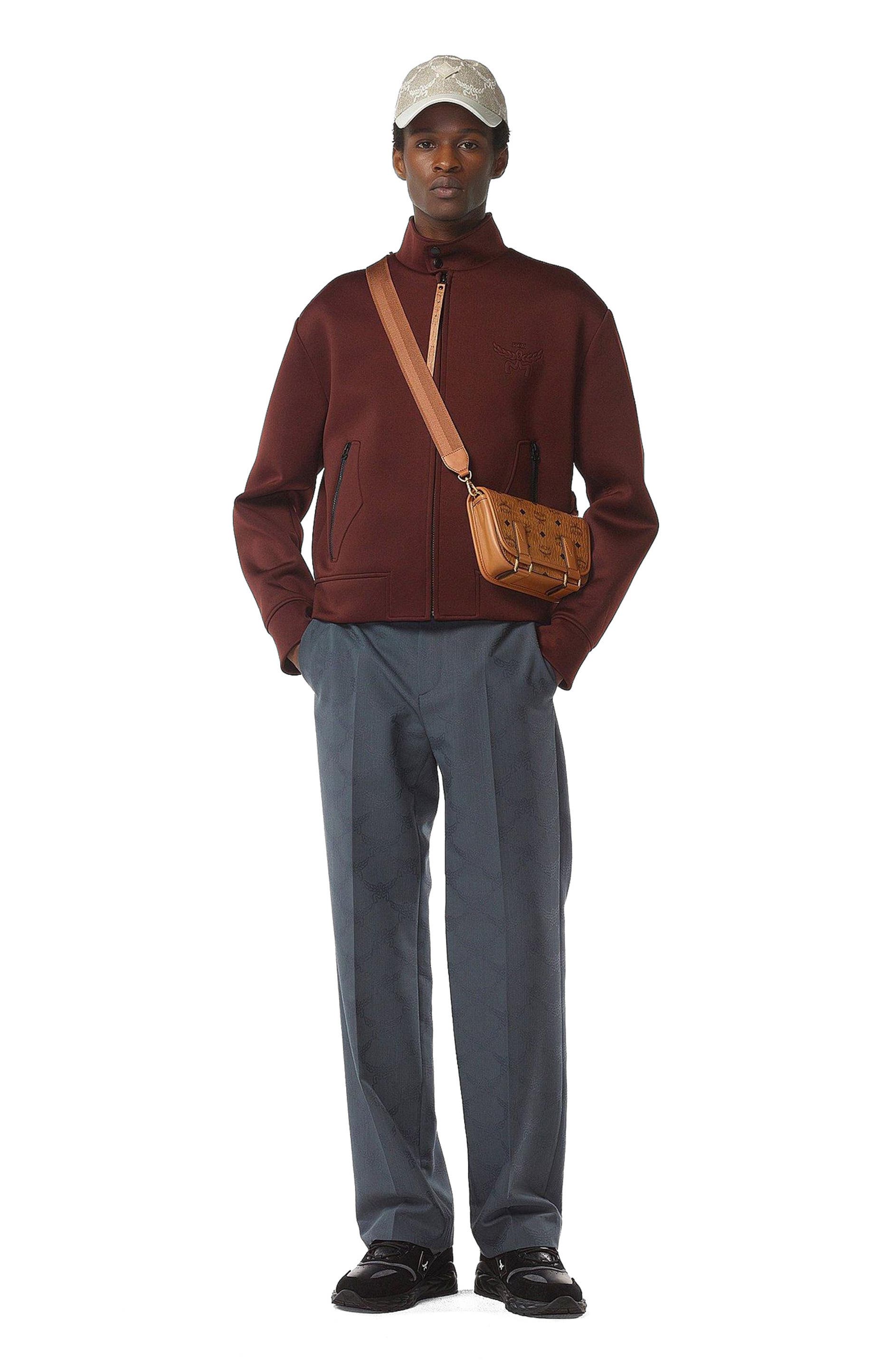 MCM Aren Messenger Bag in Visetos, Alternate, color, Cognac