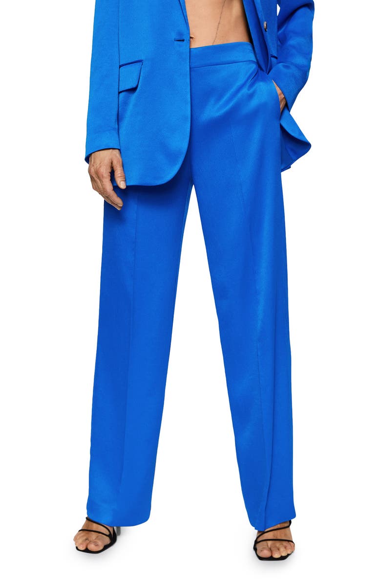 MANGO Flowy Satin Suit Pants, Main, color,