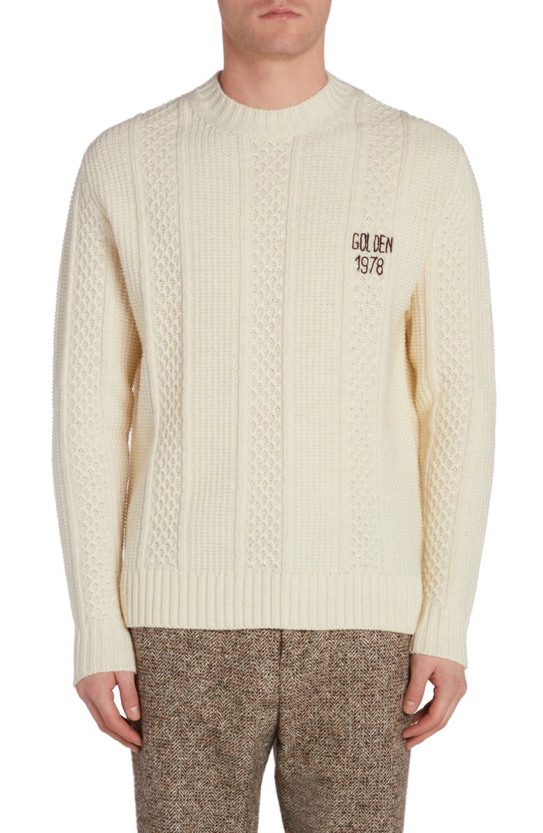 Golden Goose Journey Embroidered Wool Sweater, Main, color, 