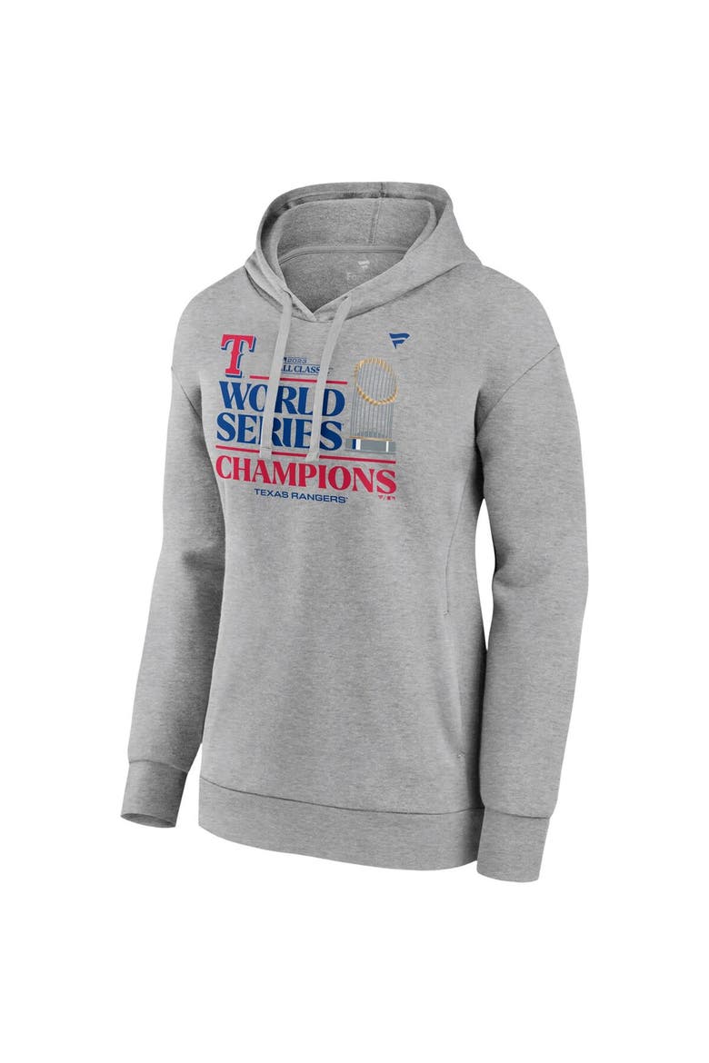 Women's Fanatics Branded Heather Gray Texas Rangers 2023 World Series Champions Locker Room Pullover Hoodie, Alternate, color, Heather Gray