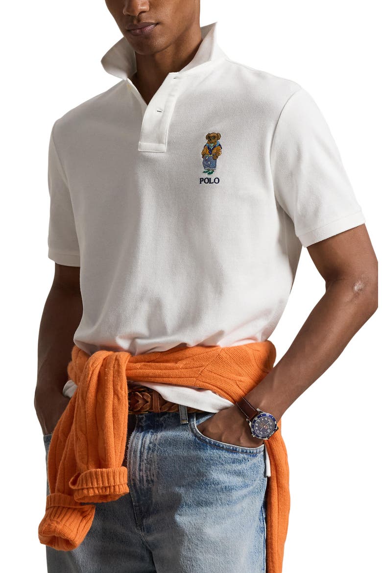 Classic Fit Polo Bear Cotton Piqué Polo, Main, color, WHITE- SUMMER BEAR