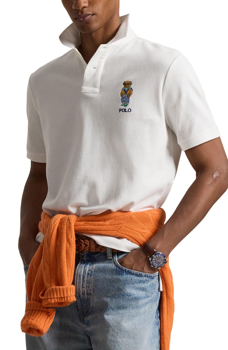 Polo Ralph Lauren Classic Fit Polo Bear Cotton Piqué Polo, Main, color, White- Summer Bear