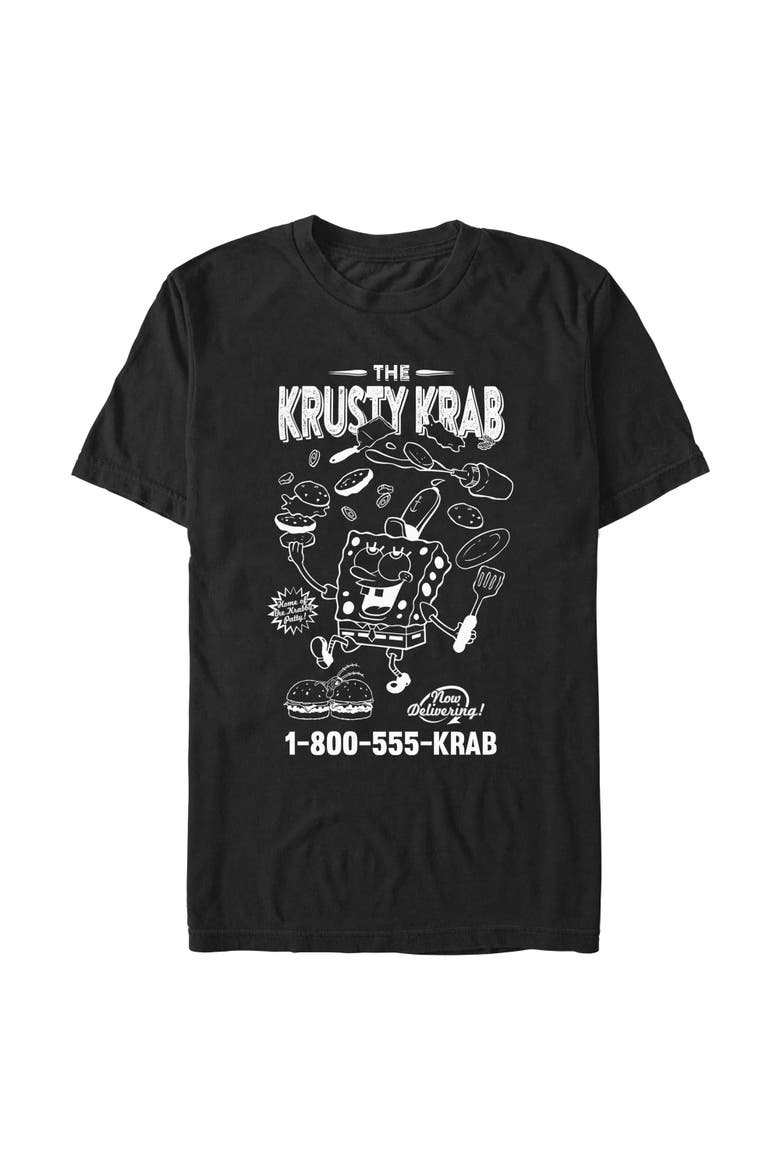 Men's SpongeBob SquarePants The Krusty Krab Delivering Number  Graphic T-Shirt, Alternate, color, Black
