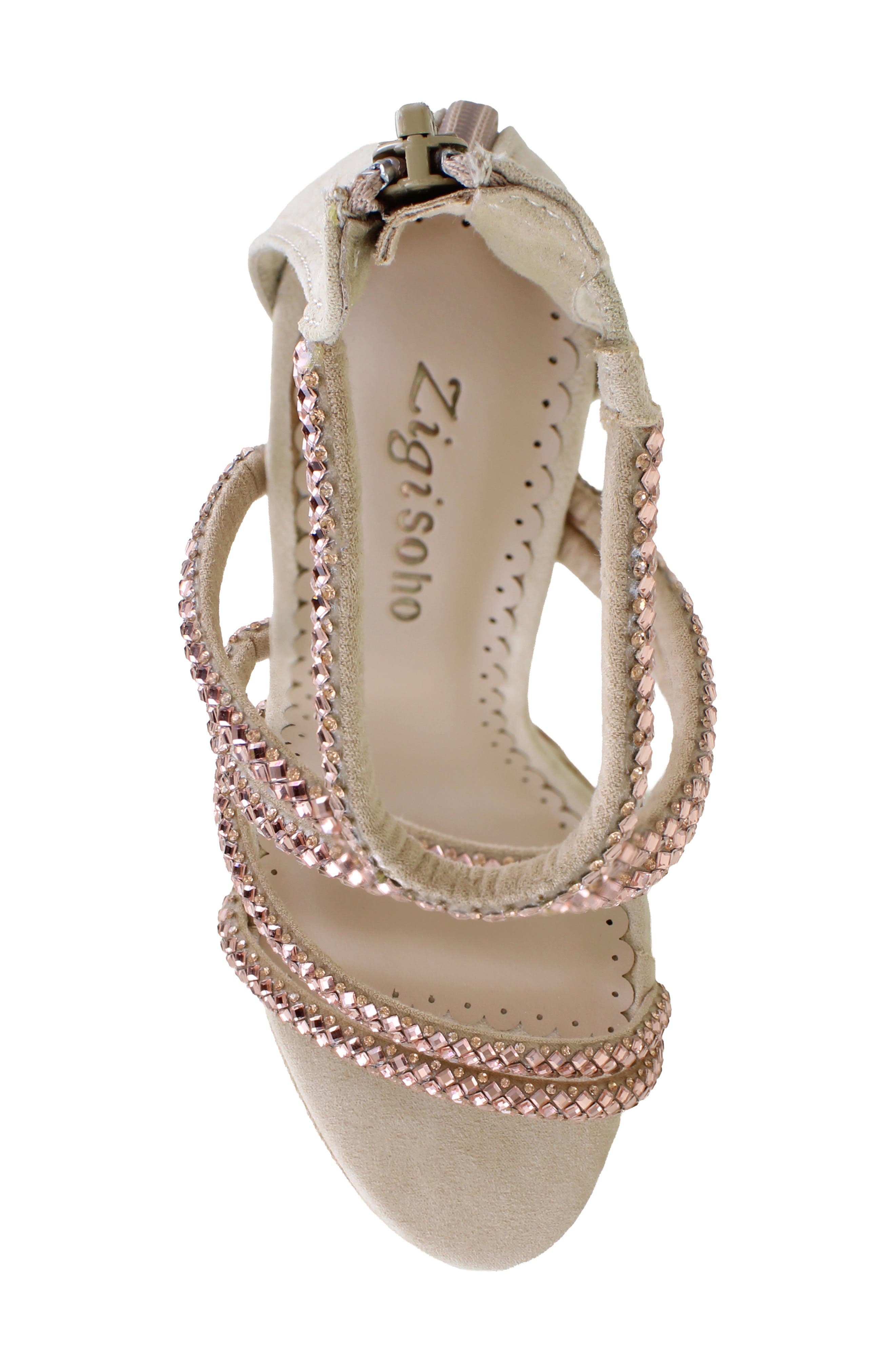 Rhinestone Strappy Stiletto Sandal, Alternate, color, BEIGE SUEDETTE