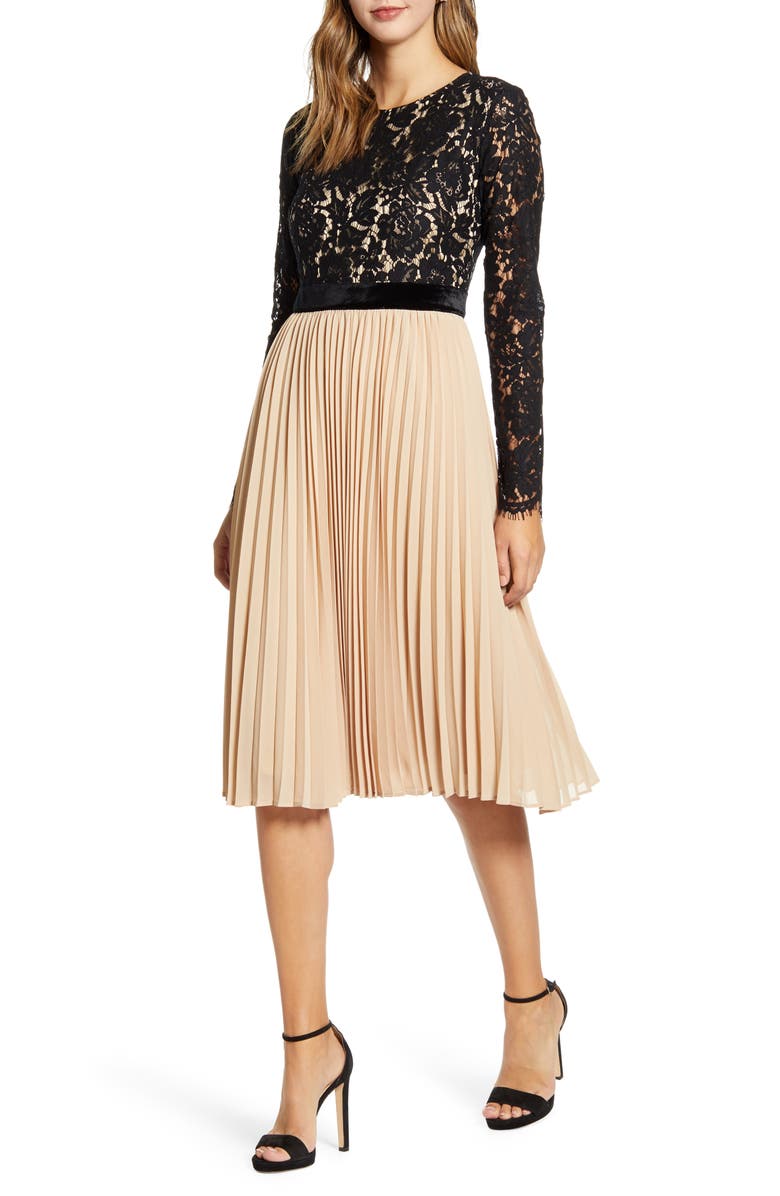 Rachel Parcell Lace Pleat Dress, Main, color, 