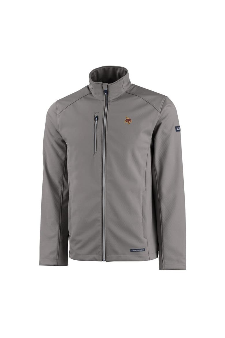 Men's Cutter & Buck  Gray Texas State Bobcats Evoke Eco Softshell Recycled Full-Zip Jacket, Alternate, color, Gray