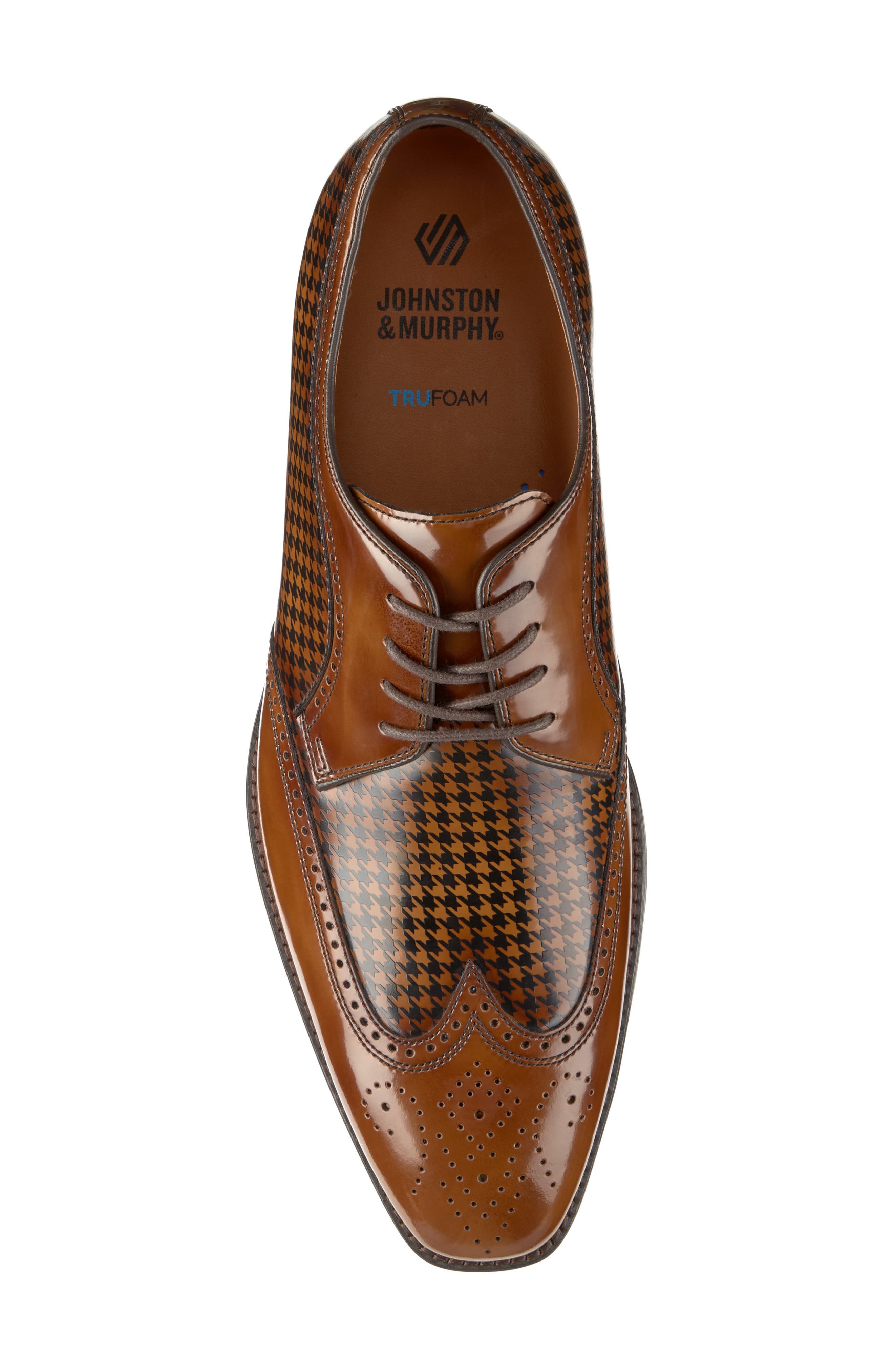 Johnston & Murphy Sullivan Wingtip Derby, Alternate, color, Mahogany Brush-Off Houndstooth