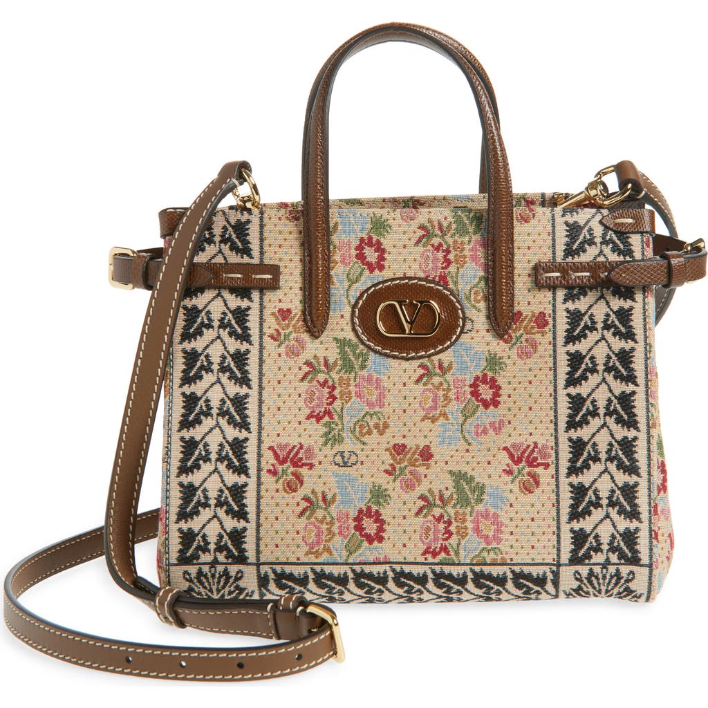 Valentino Garavani Small Antibes Jacquard Tote In Multi