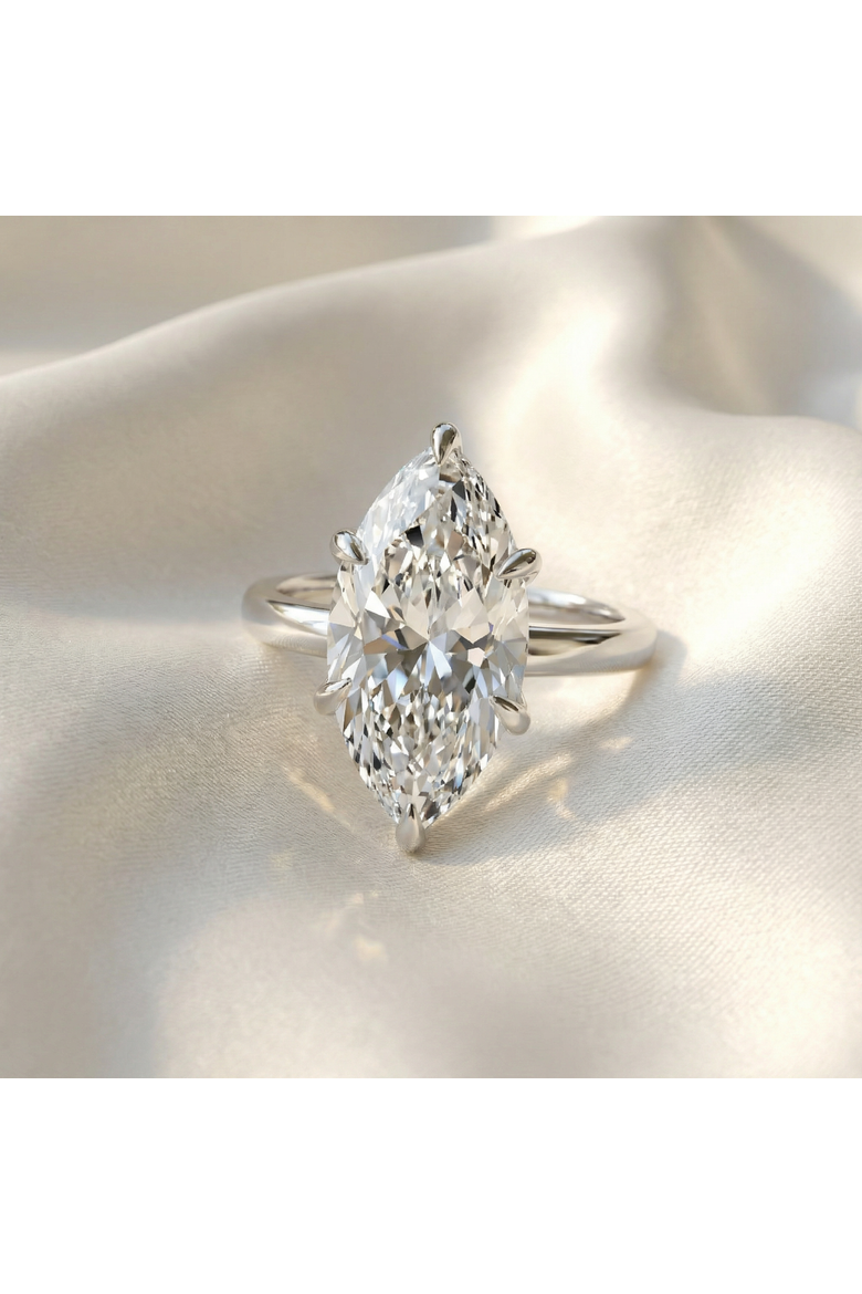 Certified 5Ct Kelly Marquise Solitaire Engagement Ring 14k Gold or Pt Lab Grown, Alternate, color, 14k Yellow Gold