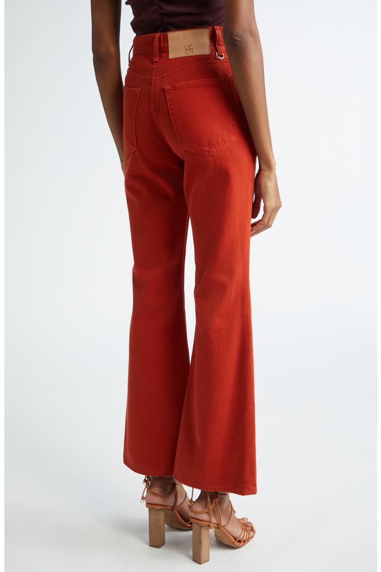The Lou Button Fly Flare Jeans, Alternate, color, RED OCHRE WASH