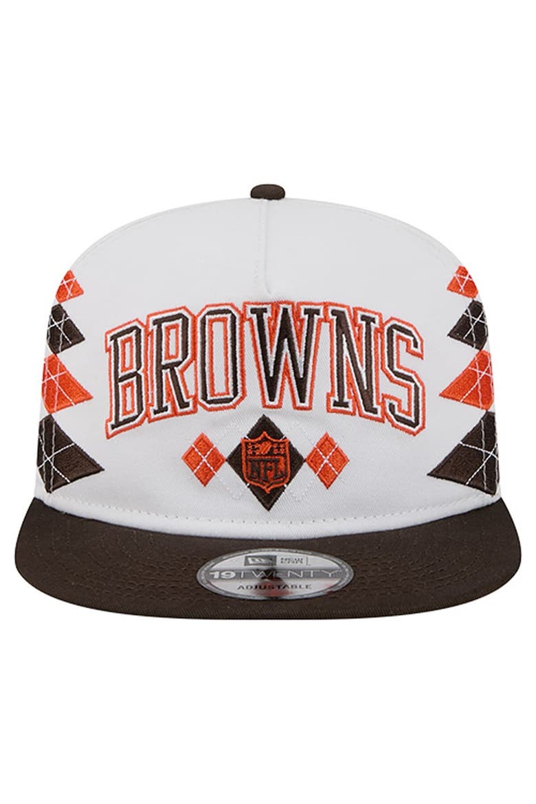 Men's New Era  White Cleveland Browns Argyle 19TWENTY Adjustable Hat, Alternate, color, White