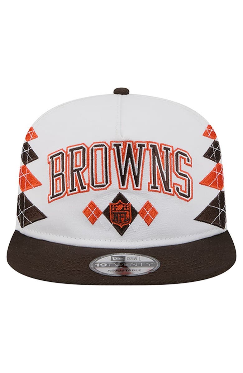 New Era Men's New Era  White Cleveland Browns Argyle 19TWENTY Adjustable Hat, Alternate, color, White