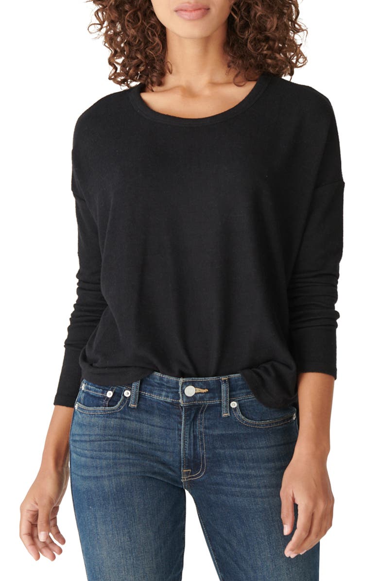 Lucky Brand Hacci Crewneck Top, Main, color, 