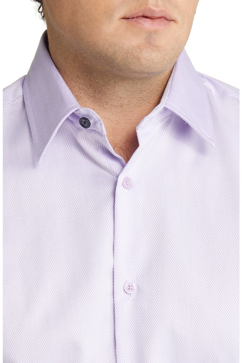 Men's Tailored Fit Herringbone Dress Shirt, Alternate, color, LILAC