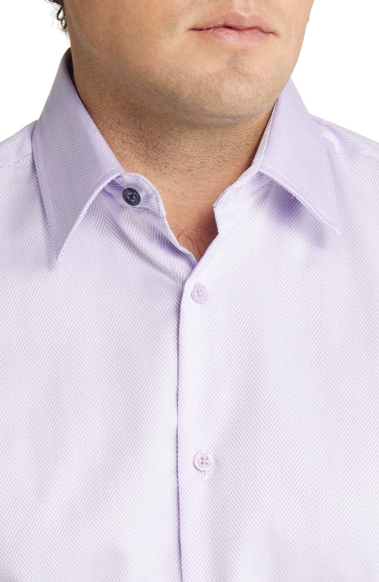 Duchamp Men's Tailored Fit Herringbone Dress Shirt, Alternate, color, Lilac