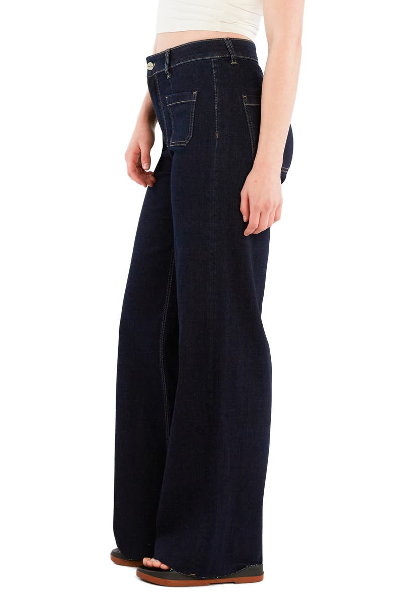 Patch Pocket Raw Hem Wide Leg Jeans, Alternate, color, DARK INDIGO