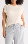MAX STUDIO Ruched Shoulder Crinkle Knit Top