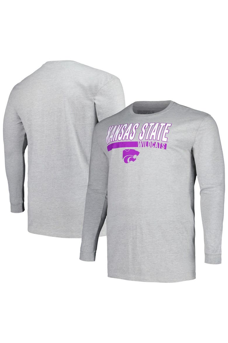 Men's Profile Gray Kansas State Wildcats Big & Tall Two-Hit Long Sleeve T-Shirt, Main, color, Gray