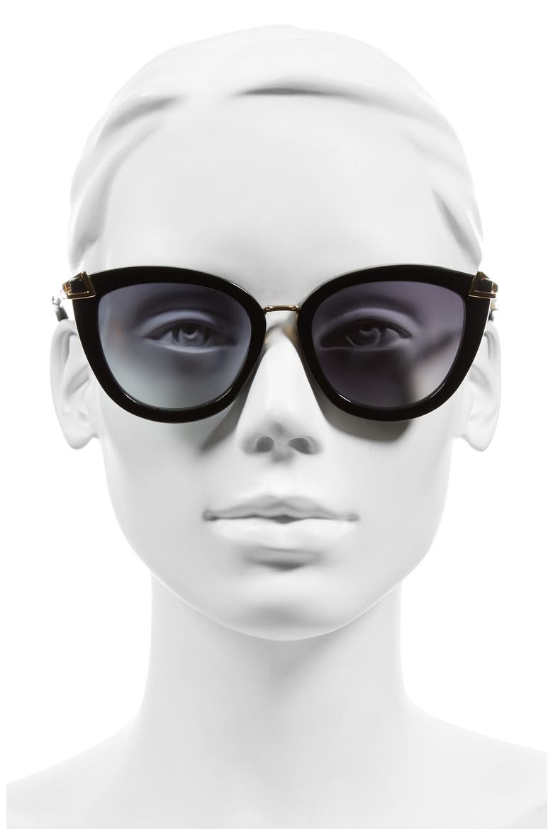 Melrose 51mm Gradient Cat Eye Sunglasses, Alternate, color, BLACK FADE/ BLACK