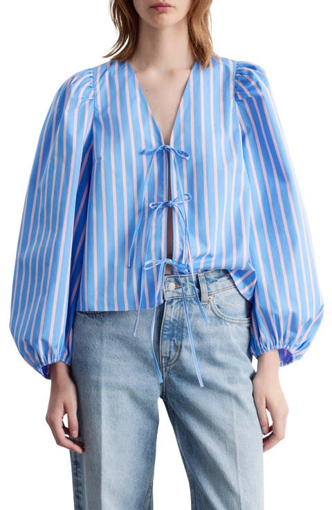 Ve Ariba Stripe Tie Front Top