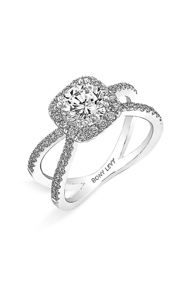 Crisscross Pavé Diamond Engagement Ring Setting (Nordstrom Exclusive), Main, color, WHITE GOLD