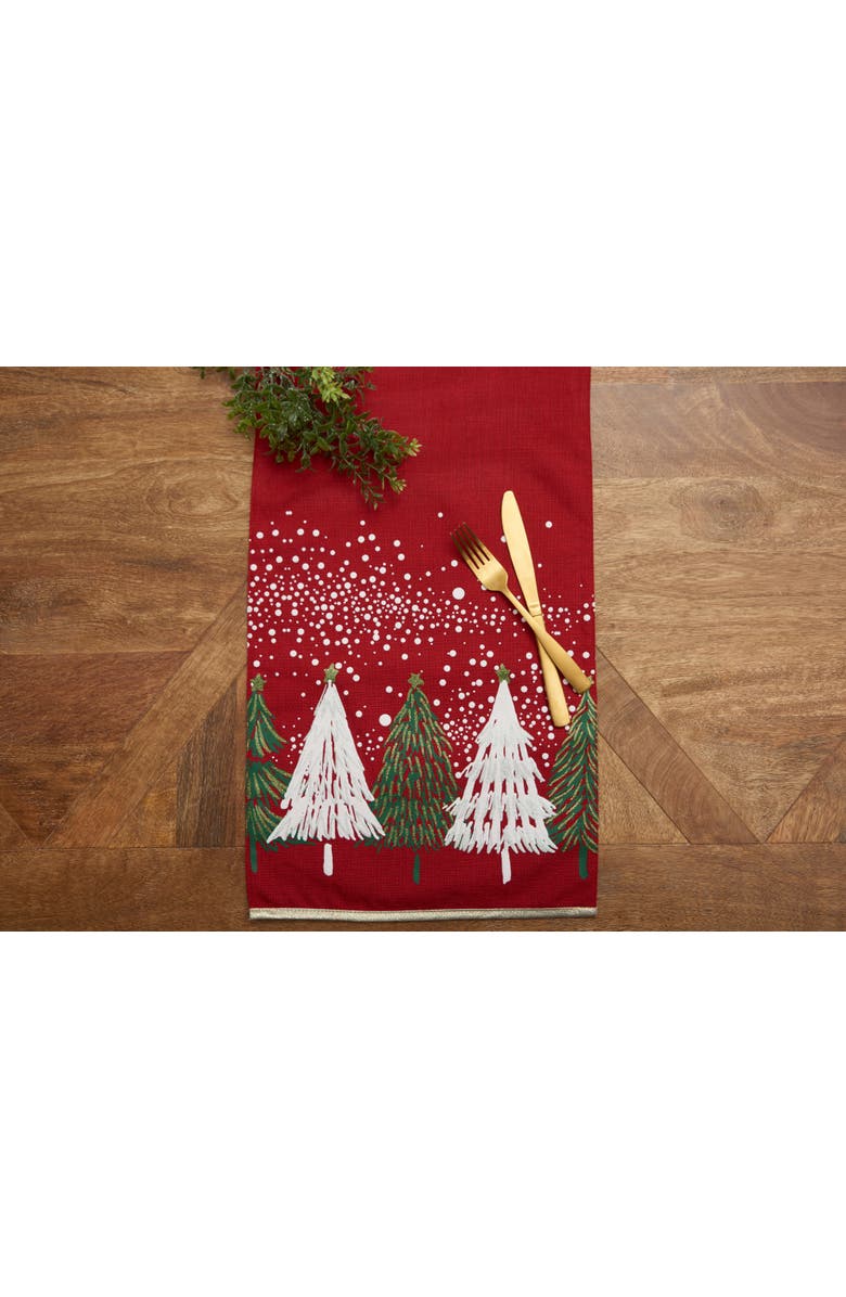 C&F Home Snowy Trees Christmas Red Table Runner 13.5" x 72", Alternate, color, 
