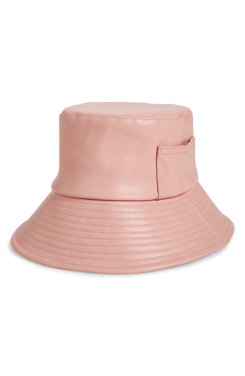 Lack of Color Wave Faux Leather Bucket Hat, Main, color,