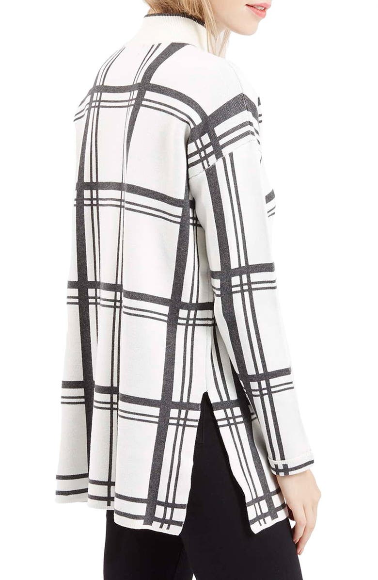 Topshop Jacquard Check Tunic Sweater, Alternate, color, 