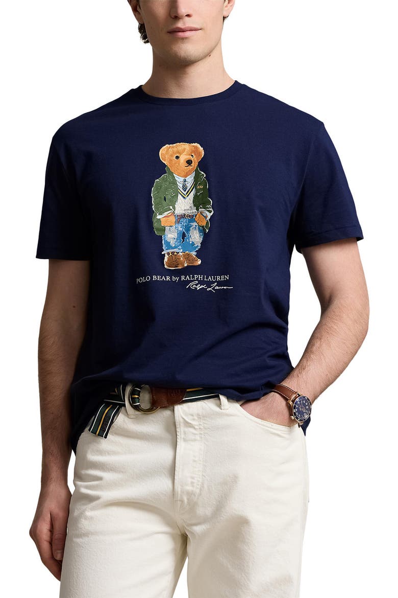 Polo Bear Cotton Graphic T-Shirt, Main, color, SP24 NEWPORT NAVY HRTG BEAR