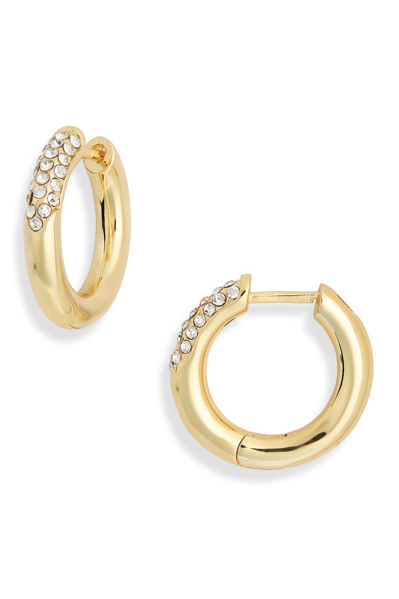 Demi Fine Cubic Zirconia Huggie Hoop Earrings, Main, color, CLEAR- GOLD