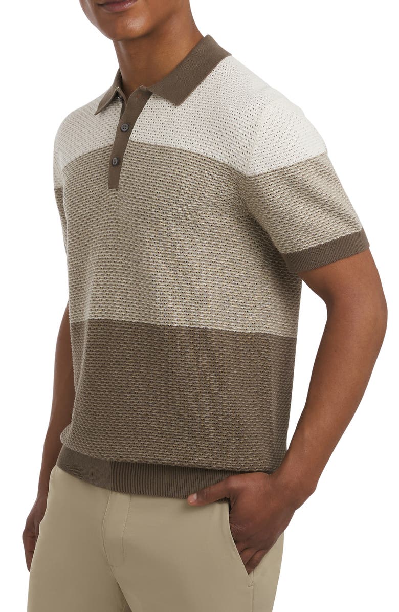 DKNY SPORTSWEAR Intersection Short Sleeve Cotton Polo Sweater, Alternate, color, Birch