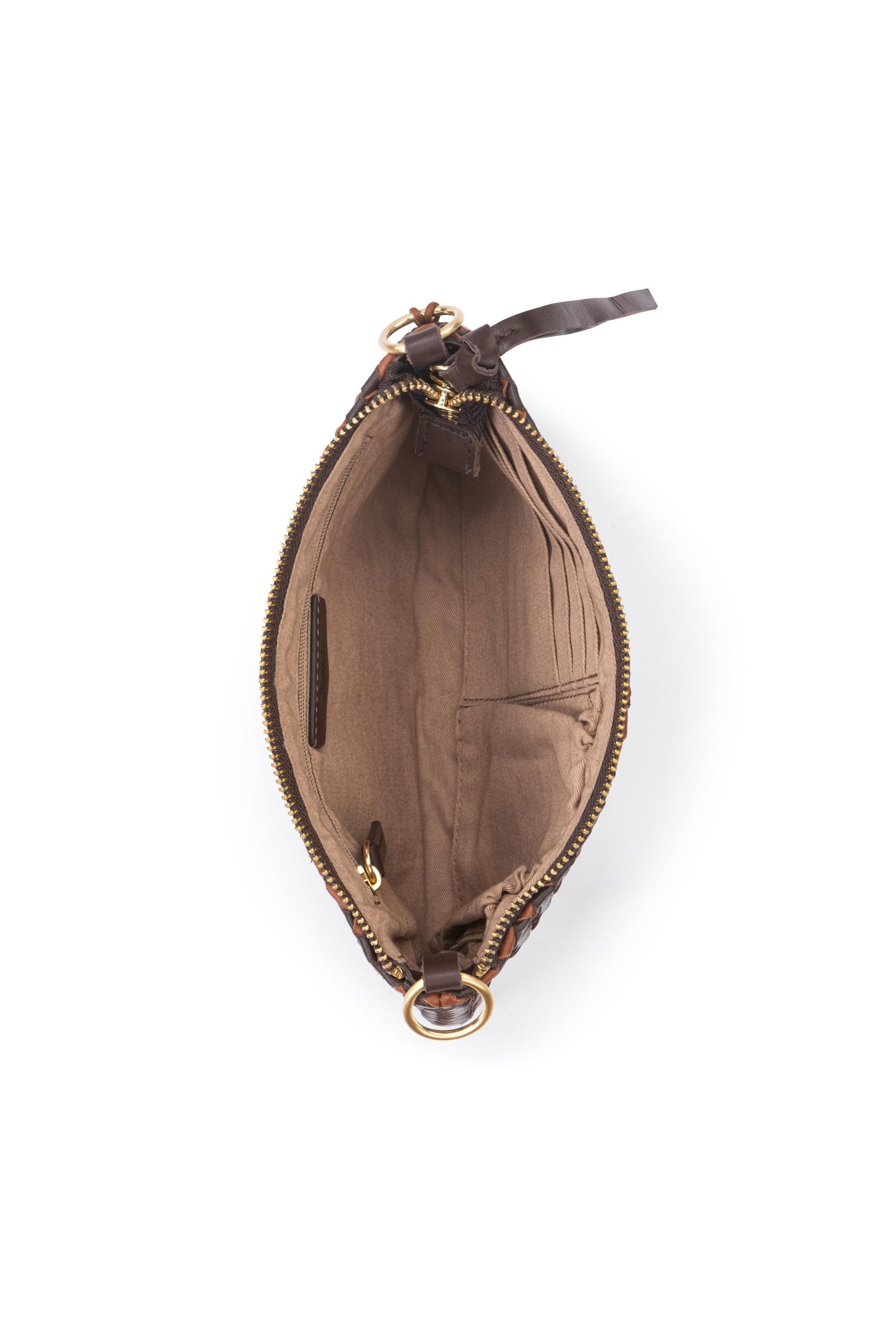 The Sak Vita Hand Woven Leather Crossbody Wristlet, Alternate, color, Mahogany Cognac Woven