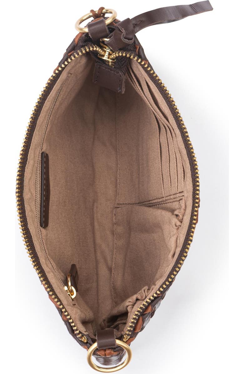 The Sak Vita Hand Woven Leather Crossbody Wristlet, Alternate, color, Mahogany Cognac Woven
