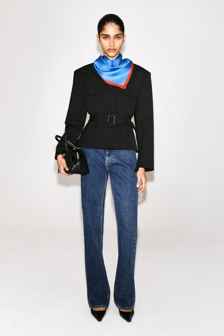 Belted Peplum Jacket, Alternate, color, BLACK