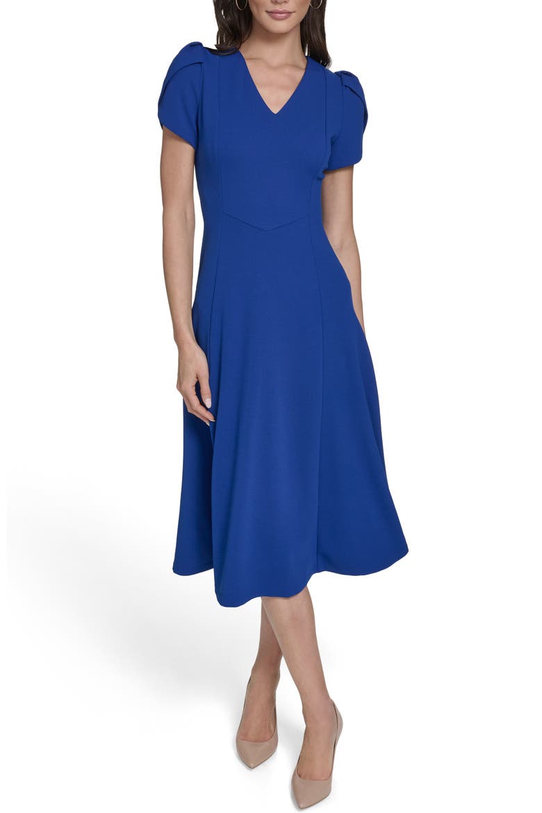 calvin klein cocktail dresses Red Ruffled Sleeve Dress Whether you pair with pumps or high Calvin Klein Bell Sleeve Solid