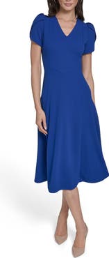 Calvin Klein Short Sleeve A-Line Midi Dress