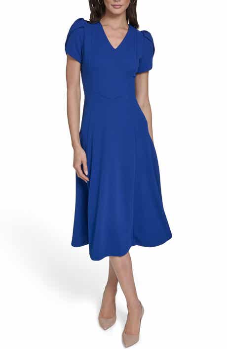 Calvin Klein Short Sleeve A-Line Midi Dress