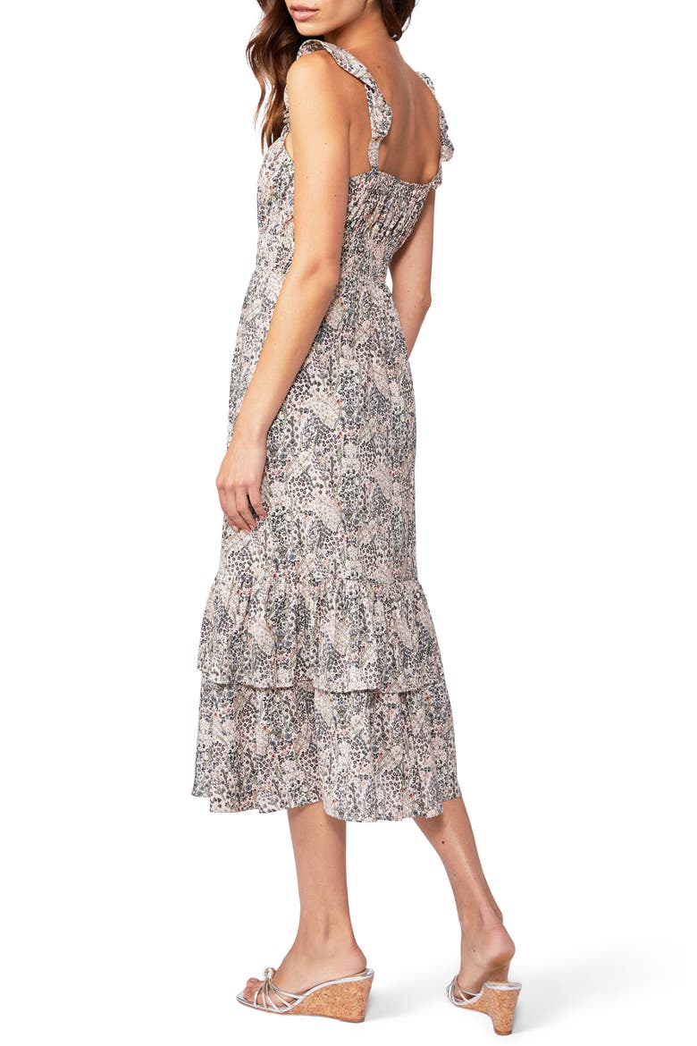 Gisella Calico Cotton Blend Midi Sundress, Alternate, color, ECRU MLTI