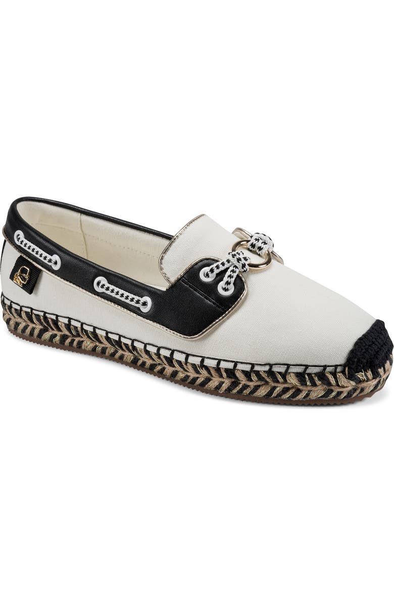 KARL LAGERFELD PARIS Miami Espadrille Boat Shoe, Main, color, Bright White/ Black