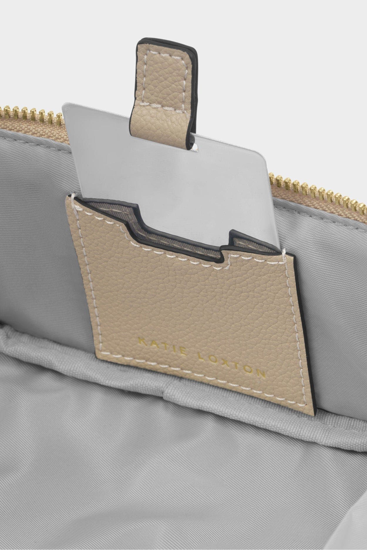 Fold-Out Mirror Makeup Bag in Light Taupe, Alternate, color, Light Taupe
